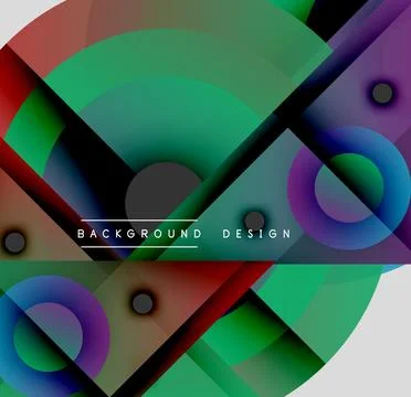 Abstract geometric composition. Overlapping circles, rectangles create vibrant Stock Illustration