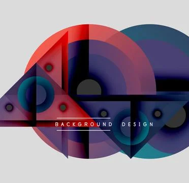 Abstract geometric composition. Overlapping circles, triangles create dynamic 库存插图