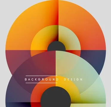 Abstract geometric composition. Overlapping circles create vibrant color blocks, Illustrazione stock