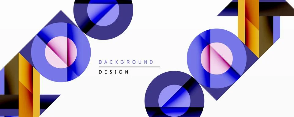 Abstract geometric composition. Overlapping circles, squares create dynamic Stock Illustration
