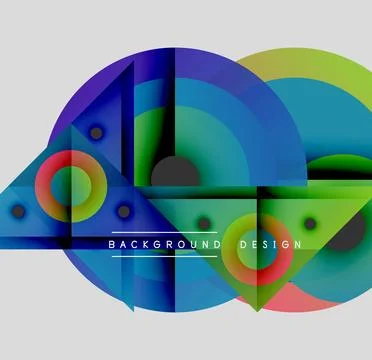 Abstract geometric composition. Overlapping circles, triangles create vibrant 스톡 일러스트