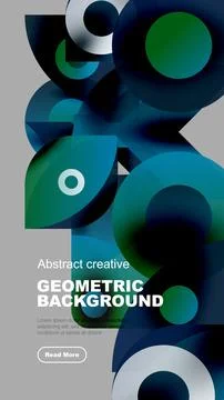 Abstract geometric composition. Overlapping circles, rectangles create dynamic Illustrazione stock