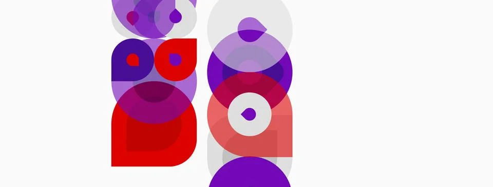 Abstract geometric composition. Overlapping circles, squares, rectangles crea Illustrazione stock
