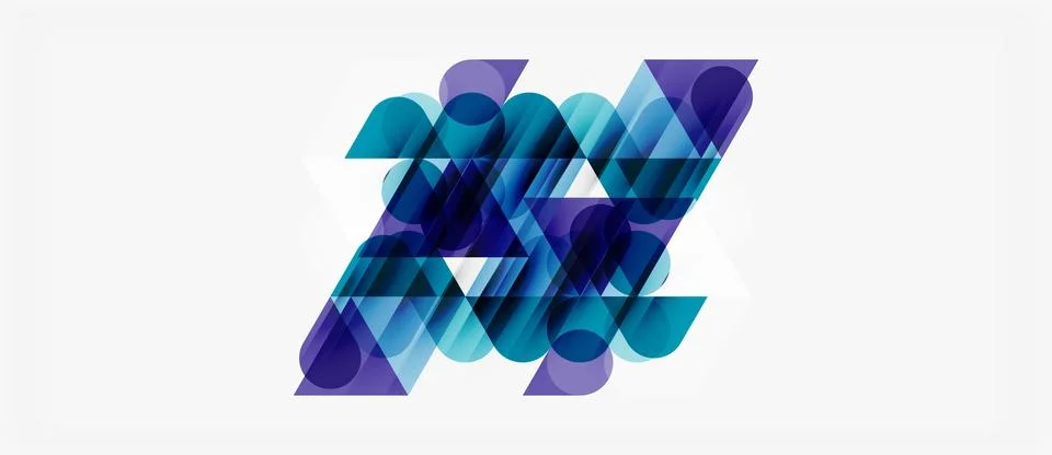 Abstract geometric composition. Overlapping circles, triangles create dynamic Stockillustratie