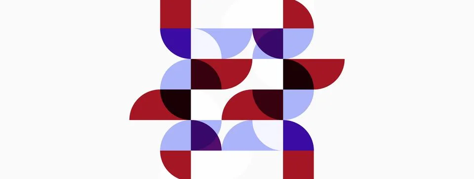 Abstract geometric composition. Overlapping circles, squares create complex Stockillustratie
