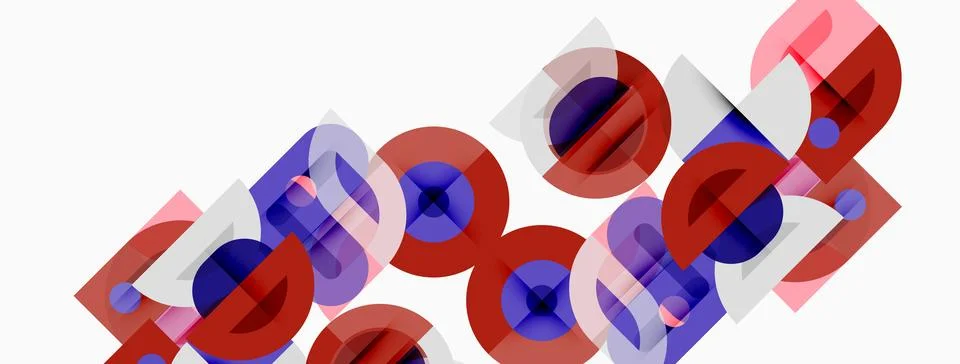 Abstract geometric composition. Overlapping circles, squares, rectangles crea 스톡 일러스트