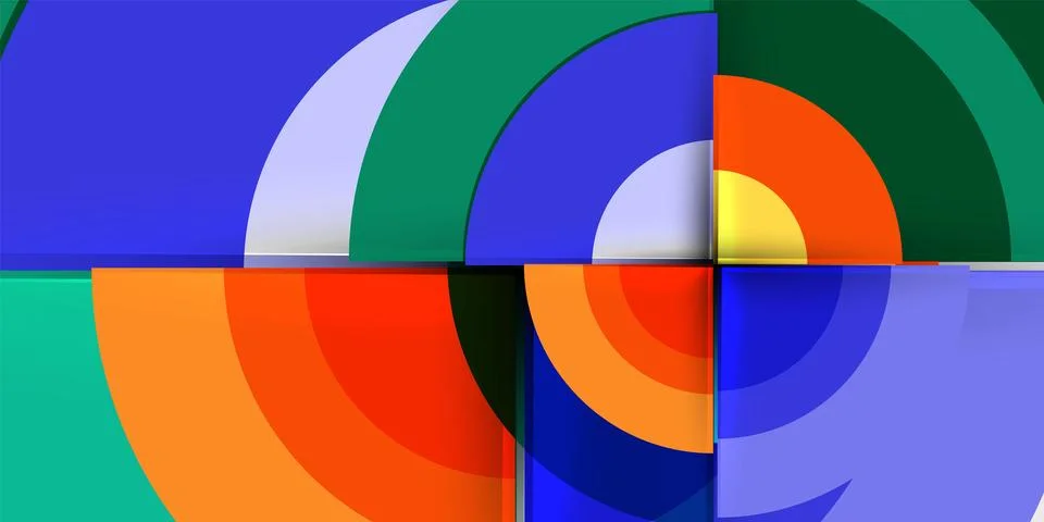 Abstract geometric composition. Overlapping curved shapes create vibrant color Stock Illustration