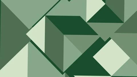 Abstract geometric composition with overlapping green shapes and facets in va Illustrazione stock