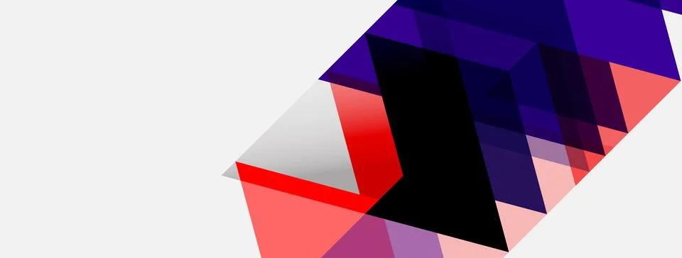 Abstract geometric composition. Overlapping planes create depth, using red, Stock Illustration