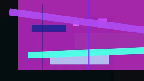 Abstract geometric composition with overlapping purple, blue, and cyan rect.. Stock Footage 335440719