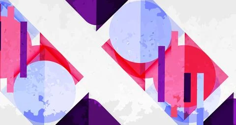 Abstract geometric composition. Overlapping rectangles, circles create dynamic Stock Illustration