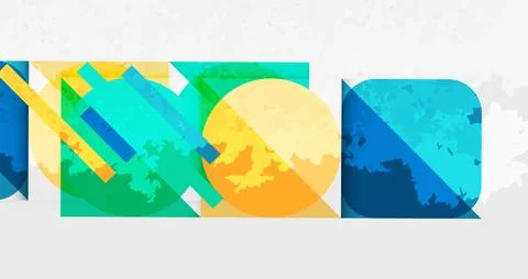 Abstract geometric composition. Overlapping rectangles, circles create dynamic 스톡 일러스트