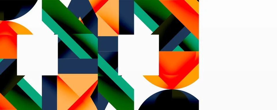 Abstract geometric composition. Overlapping ribbons create dynamic interplay, Stock Illustration