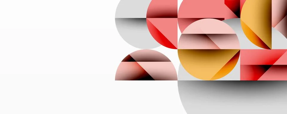 Abstract geometric composition. Overlapping semicircles, rectangles create 스톡 일러스트