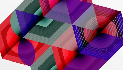 Abstract geometric composition. Overlapping shapes create vibrant illusion. Illustrazione stock