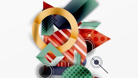 Abstract geometric composition. Overlapping shapes, circles, rectangles, 스톡 일러스트