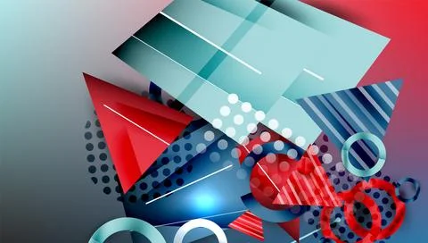 Abstract geometric composition. Overlapping shapes, lines create dynamic visual Illustrazione stock