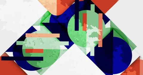 Abstract geometric composition. Overlapping shapes, rectangles, circles create イラスト素材