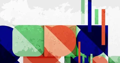 Abstract geometric composition. Overlapping shapes, rectangles, circles create イラスト素材