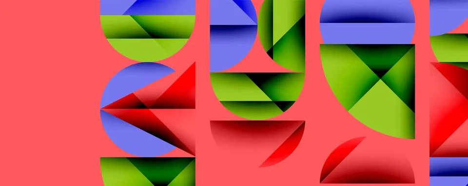 Abstract geometric composition. Overlapping shapes create layered effect. Red, イラスト素材
