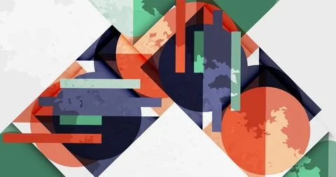 Abstract geometric composition. Overlapping shapes, rectangles, circles create 스톡 일러스트