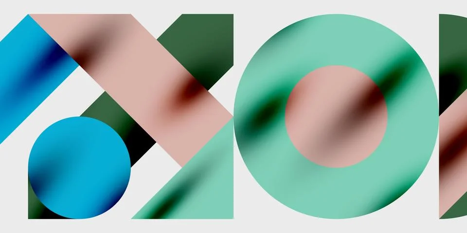 Abstract geometric composition. Overlapping shapes create dynamic visual effect. Stock Illustration