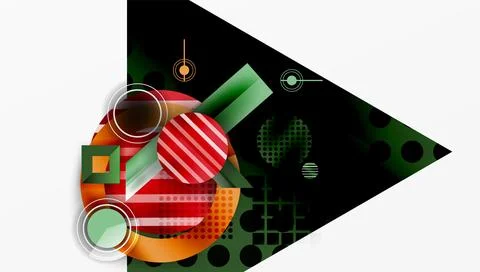 Abstract geometric composition. Overlapping shapes, circles, rectangles, lines 스톡 일러스트