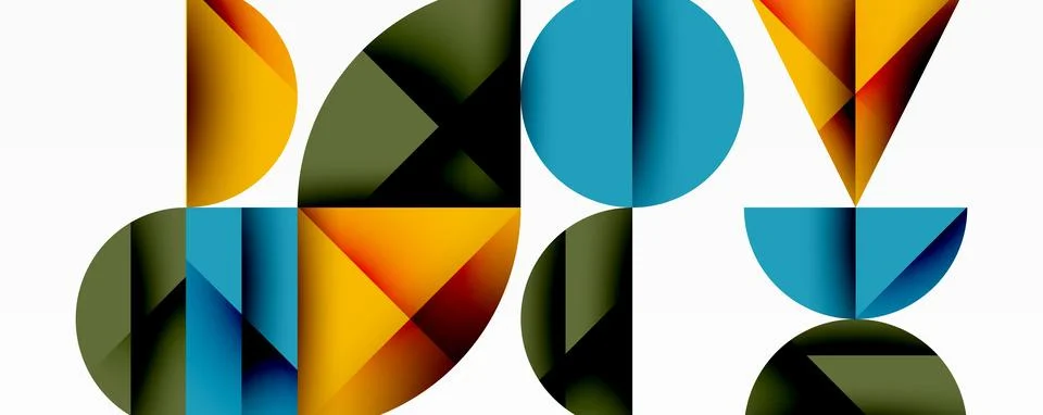 Abstract geometric composition. Overlapping shapes create dynamic visual Stock Illustration