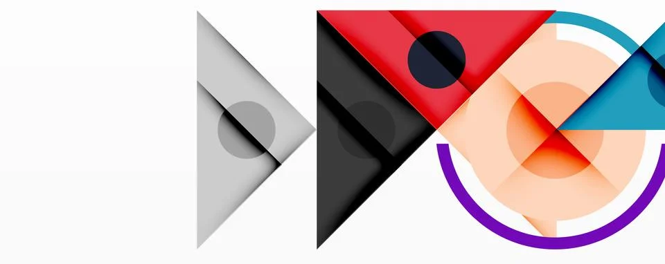 Abstract geometric composition. Overlapping shapes, circles, triangles create Stock Illustration