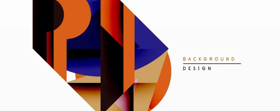 Abstract geometric composition. Overlapping shapes create dynamic visual effect. Stock Illustration