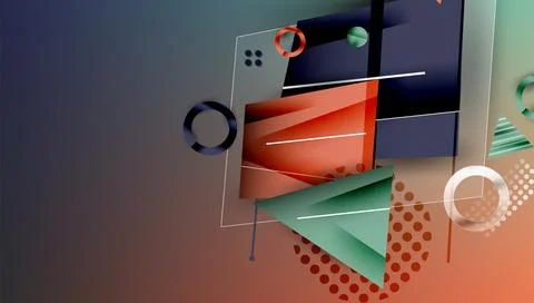 Abstract geometric composition. Overlapping shapes create layered visual effect. イラスト素材