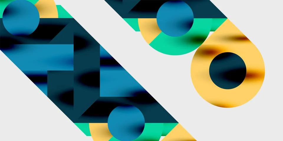 Abstract geometric composition. Overlapping shapes, vibrant colors, diagonal Stock Illustration