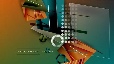 Abstract geometric composition. Overlapping shapes, lines create dynamic visual Illustrazione stock