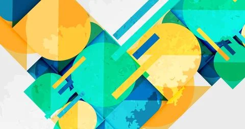 Abstract geometric composition. Overlapping shapes, circles, rectangles create Stock Illustration
