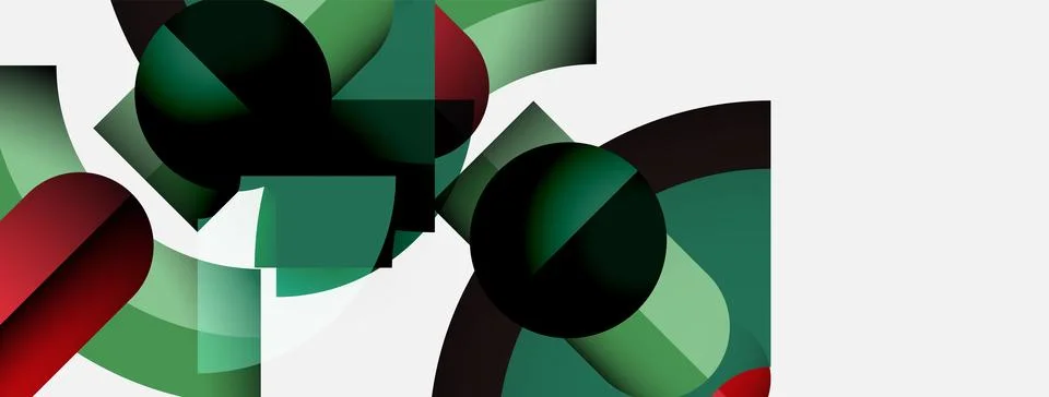Abstract geometric composition. Overlapping shapes, circles, rectangles create 스톡 일러스트