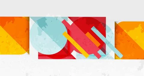 Abstract geometric composition. Overlapping shapes, vibrant colors, textured 库存插图