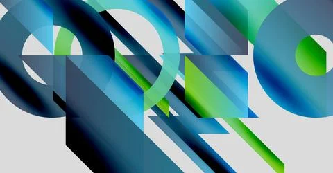 Abstract geometric composition. Overlapping shapes create dynamic visual effect. 库存插图