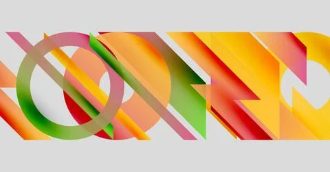 Abstract geometric composition. Overlapping shapes create vibrant color Stock Illustration