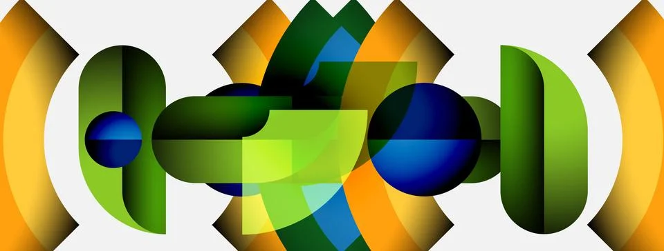 Abstract geometric composition. Overlapping shapes create dynamic visual effect. 库存插图