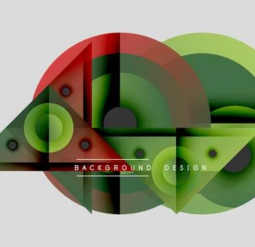 Abstract geometric composition. Overlapping shapes, circles, triangles create Stock Illustration