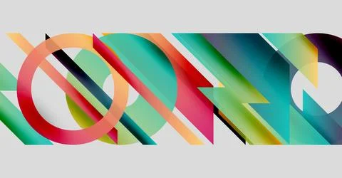 Abstract geometric composition. Overlapping shapes create vibrant color 스톡 일러스트