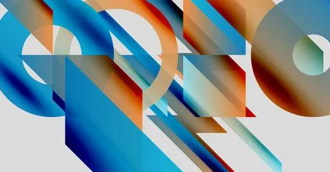 Abstract geometric composition. Overlapping shapes, vibrant colors, gradients 스톡 일러스트