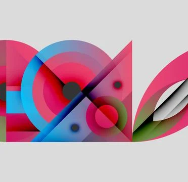 Abstract geometric composition. Overlapping shapes, vibrant colors, modern 스톡 일러스트