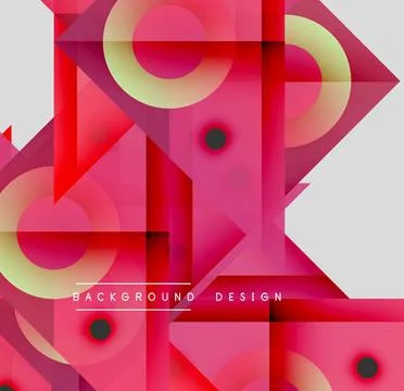 Abstract geometric composition. Overlapping shapes create vibrant pink, red Stockillustratie