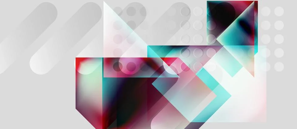 Abstract geometric composition. Overlapping shapes, gradients, translucent Illustrazione stock
