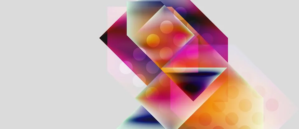 Abstract geometric composition. Overlapping shapes, vibrant colors, soft Stock Illustration