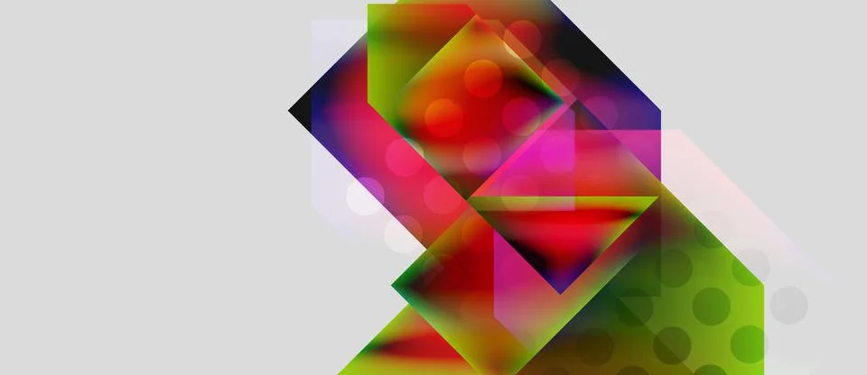 Abstract geometric composition. Overlapping shapes, vibrant colors, soft Stock Illustration