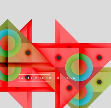 Abstract geometric composition. Overlapping shapes, circles, triangles create Illustrazione stock