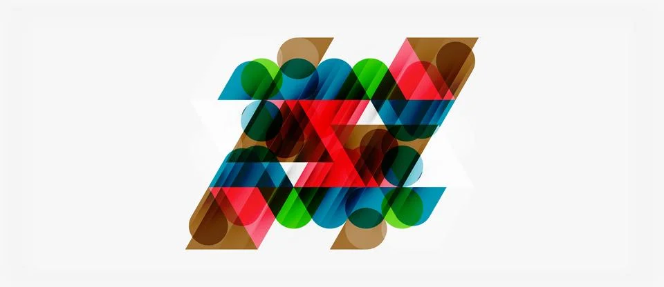 Abstract geometric composition. Overlapping shapes create dynamic visual te.. Ilustración de archivo