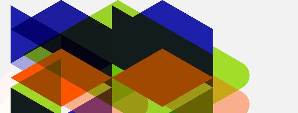 Abstract geometric composition. Overlapping shapes create dynamic visual te.. 库存插图